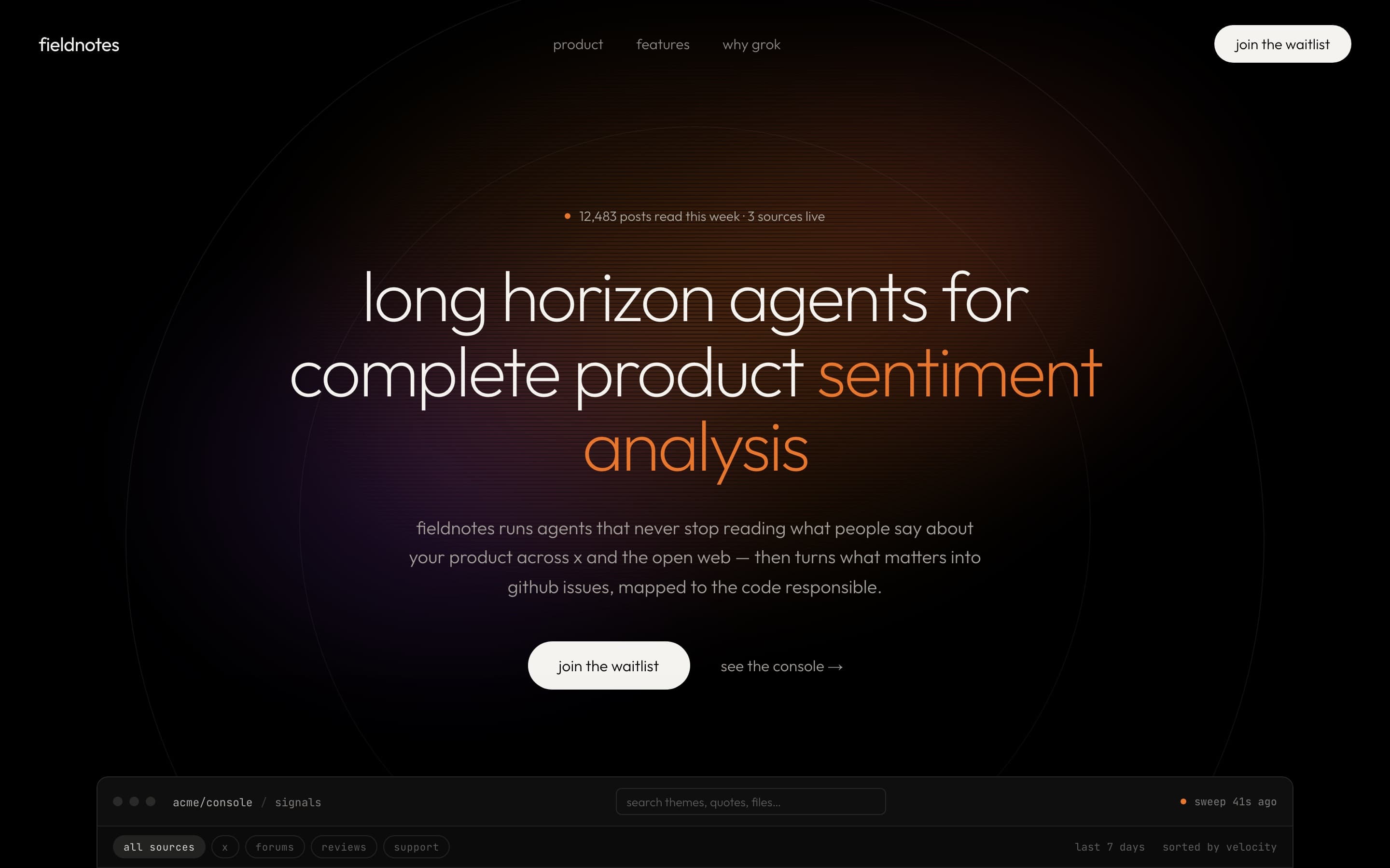 The Field Notes homepage